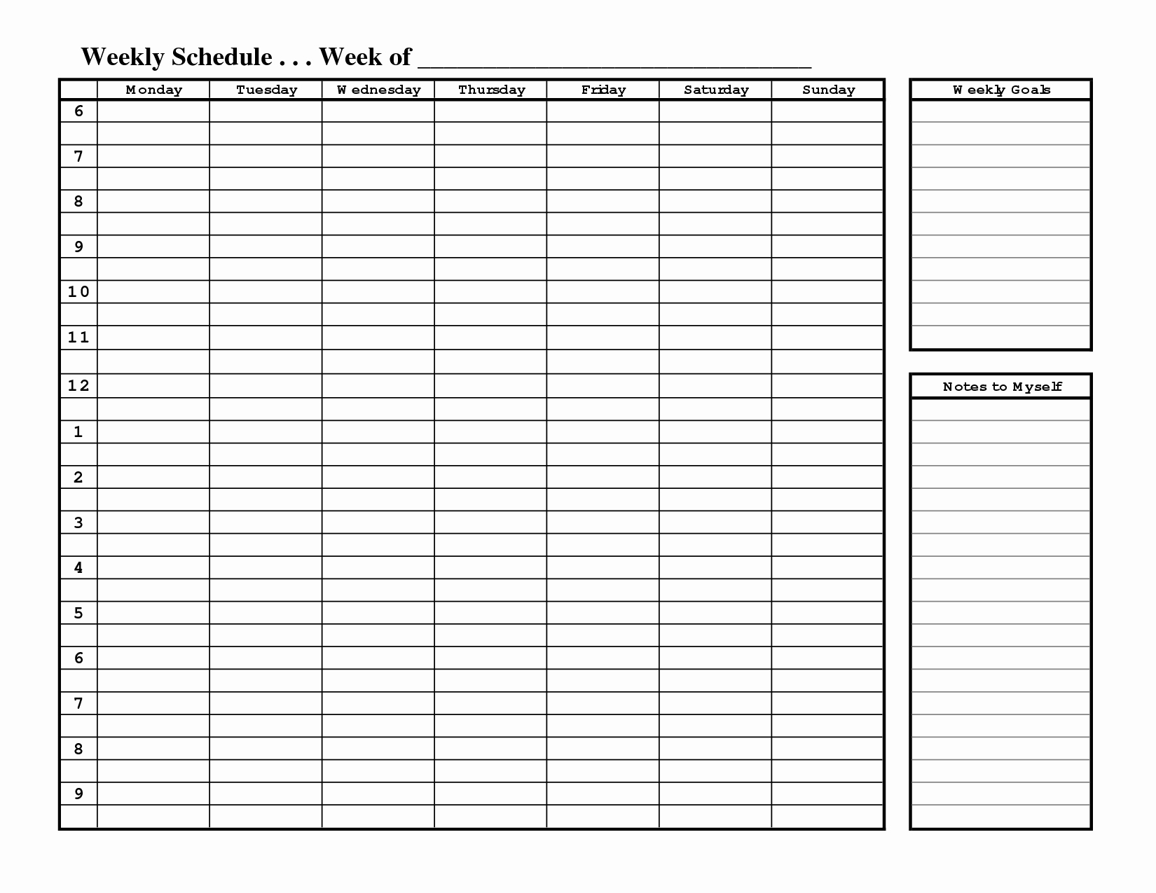 One Week Schedule Template Elegant Free Printable Weekly Schedule Template
