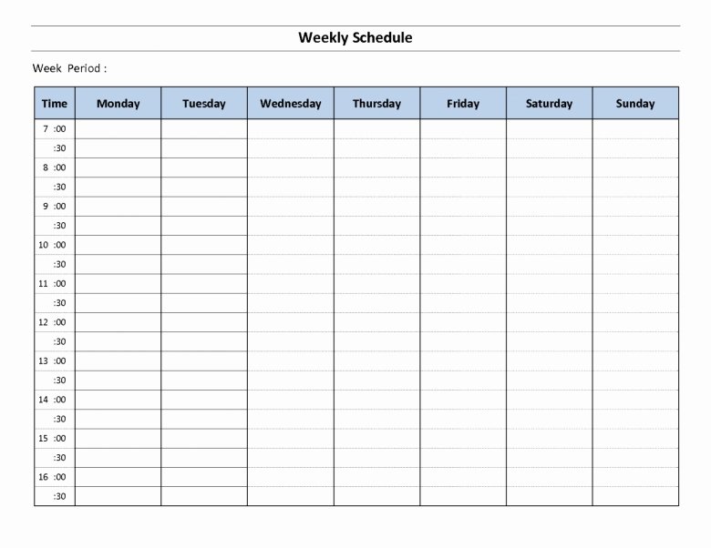 One Week Schedule Template Fresh Fillable Daily Planning Calendar Free Calendar Template