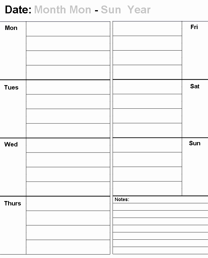 One Week Schedule Template Fresh Weekly Calendar Spreadsheet