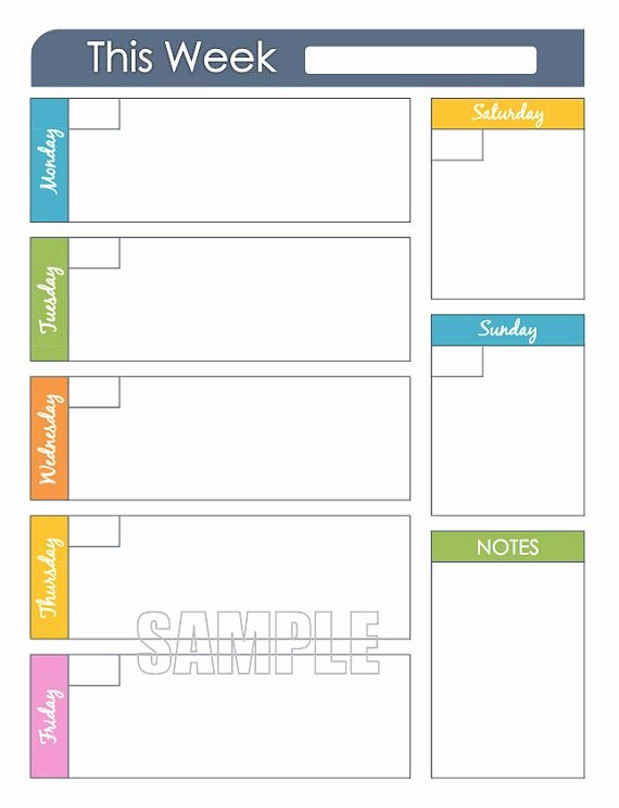 One Week Schedule Template Fresh Weekly Planner Printable Editable organizing Planner