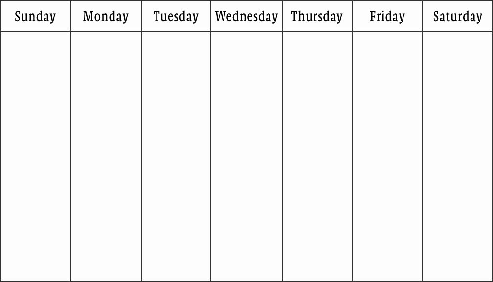 One Week Schedule Template New Blank Calendars Weekly Blank Calendar Templates