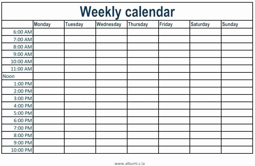 One Week Schedule Template New Printable E Week Calendar