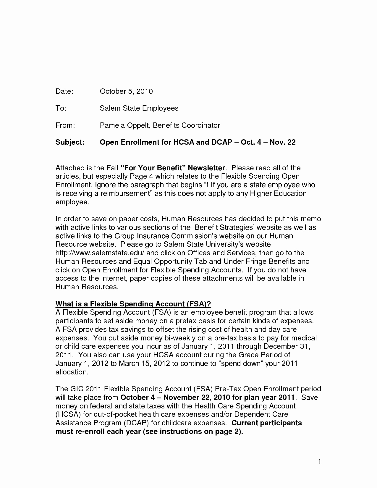 Open Enrollment Announcement Template