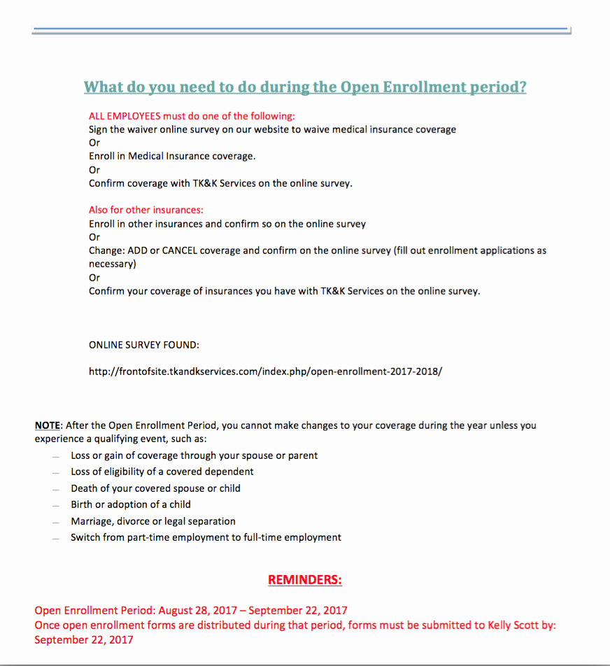 Open Enrollment Announcement Template