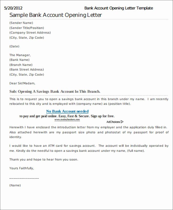 Open Office Business Letter Template Inspirational Bank Letter Templates 13 Free Sample Example format