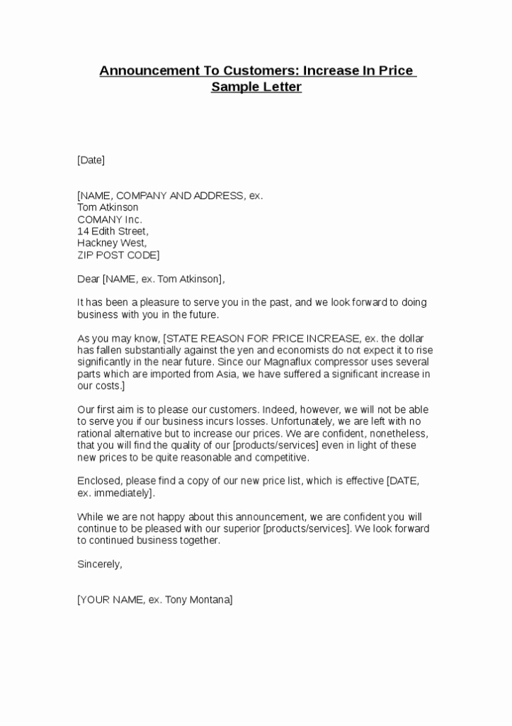 Open Office Business Letter Template Unique Price Increase Letter Template Gdyinglun