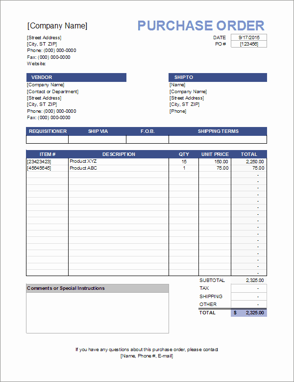 Order form Template Excel Best Of Purchase order Template