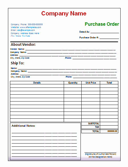 Order form Template Excel Lovely Purchase order Template Free Printables