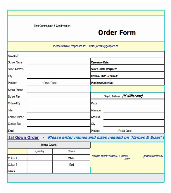 Order form Template Excel New Purchase order Template Free Templates
