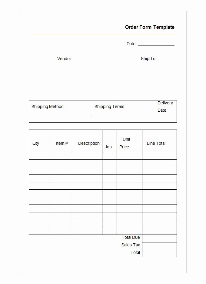 Order form Template Excel Unique 41 Blank order form Templates Pdf Doc Excel