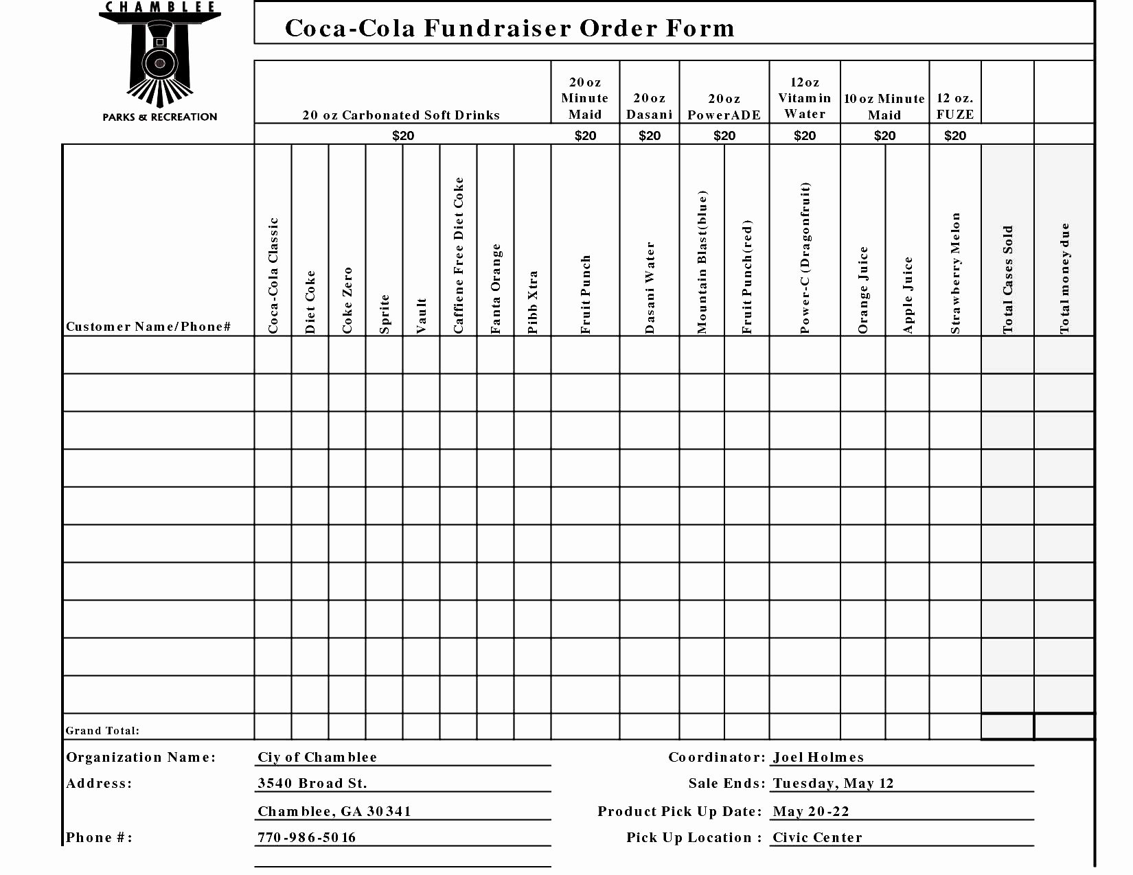 Order form Template Excel Unique 6 Fundraiser order form Templates Website Wordpress Blog