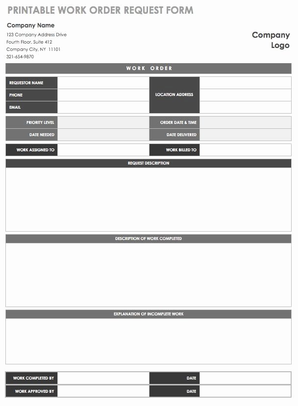 Order Request form Awesome 15 Free Work order Templates