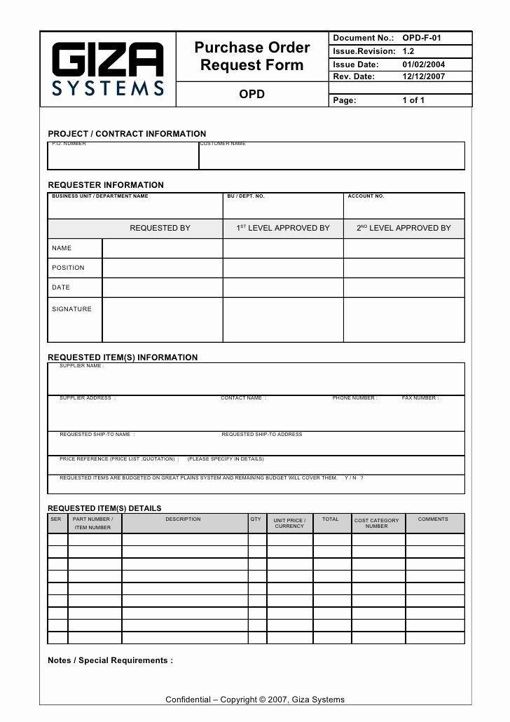 Order Request form New Opd F 01 Purchase order Request form V 1 2