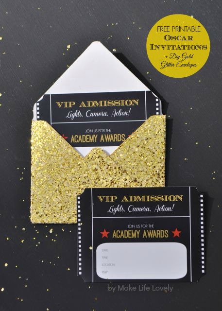 Oscar Invitation Templates Beautiful Free Printable Oscar Party Invitations Diy Gold Glitter