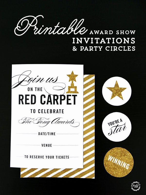 Oscar Invitation Templates Elegant Red Carpet Party Printables