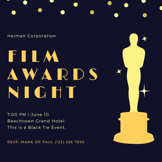 Oscar Invitation Templates Fresh Customize 46 Awards Night Invitation Templates Online Canva