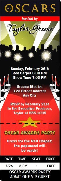 Oscar Invitation Templates Lovely Oscar Awards Red Carpet Paparazzi Ticket Invitation