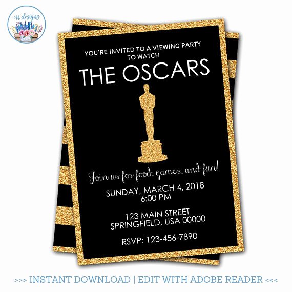 Oscar Invitation Templates Lovely Oscar Party Invitation Editable Oscar Party Invitation