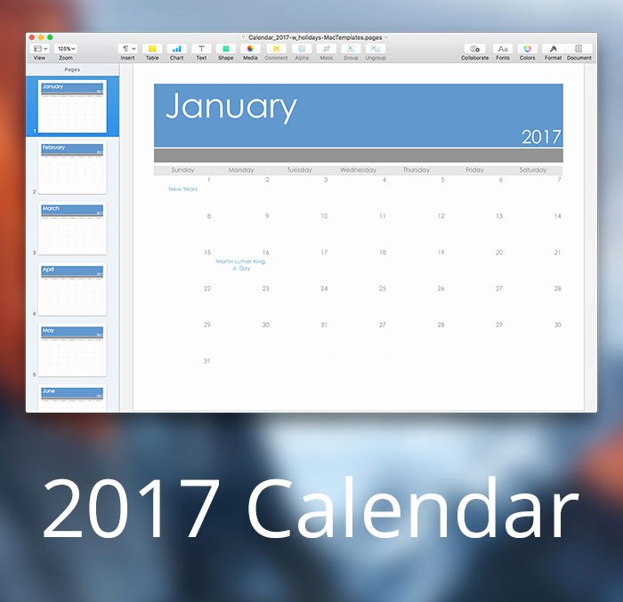 Pages Calendar Template Mac Awesome 2017 Calendar Template for Pages &amp; Pdf Mactemplates