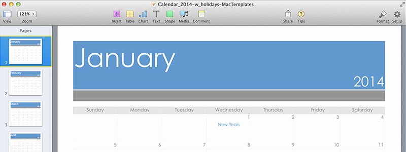 Pages Calendar Template Mac Elegant Pages Calendar Template for Pages Updated for 2014