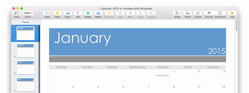 Pages Calendar Template Mac Lovely Calendar Template for Pages Updated for 2015