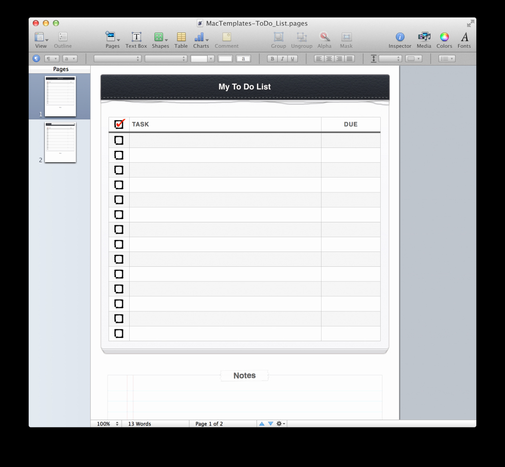 Pages Calendar Template Mac New to Do List Template for Apple Pages Mactemplates