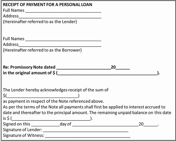 Paid In Full Receipt Template Free Luxury What Should A Receipt Of Payment for A Personal Loan