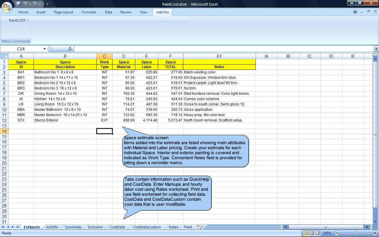 Paint Schedule Template Elegant Painting Cost Estimating software for Paint Contractors