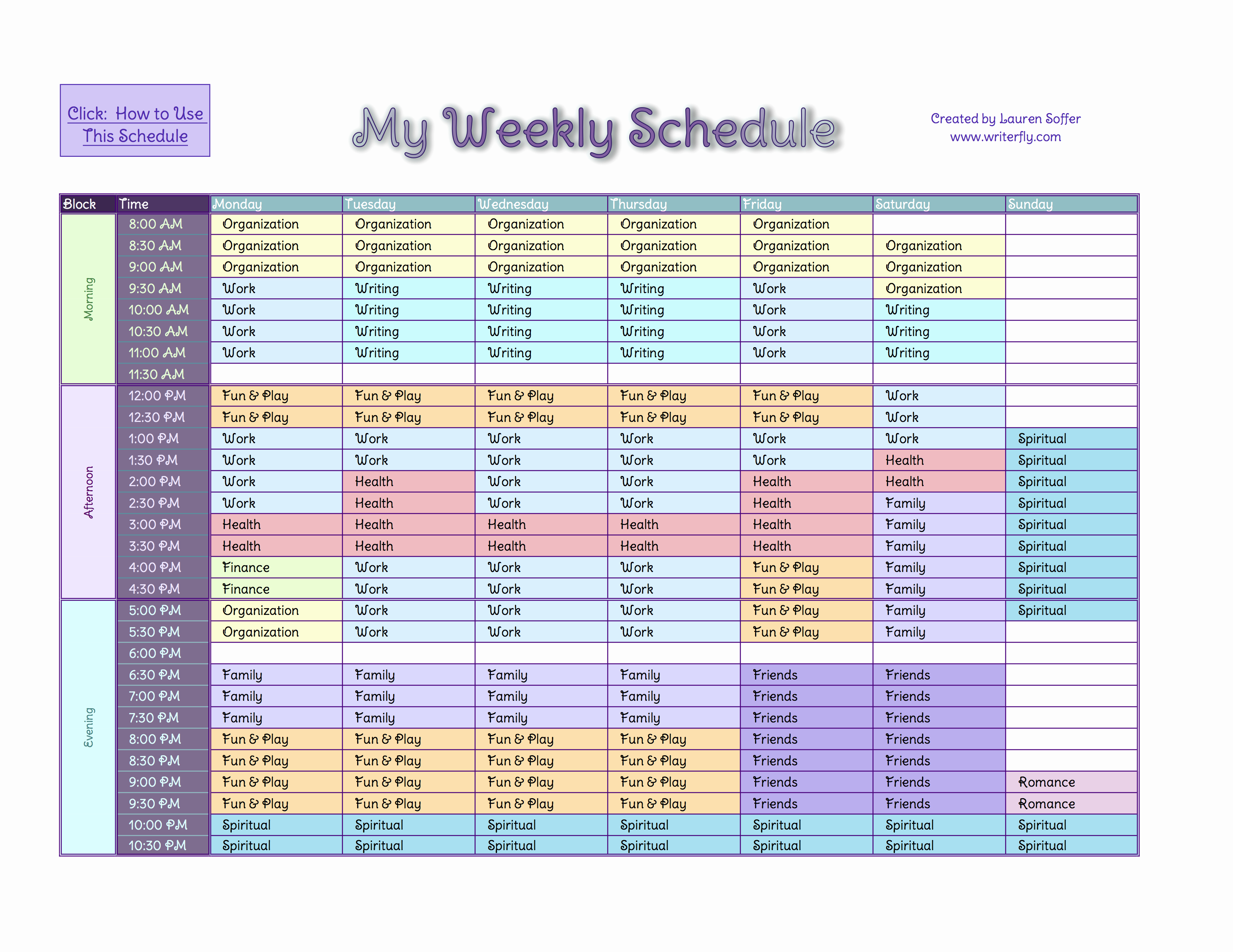 Paint Schedule Template Elegant Time Management Schedule Template