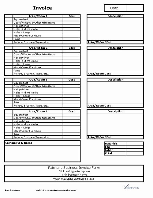 Paint Schedule Template Inspirational Painter Business Invoice