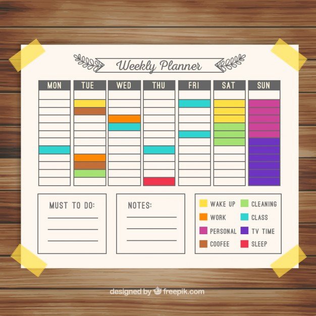 Paint Schedule Template Lovely Colorful Weekly Calendar Planner Vector