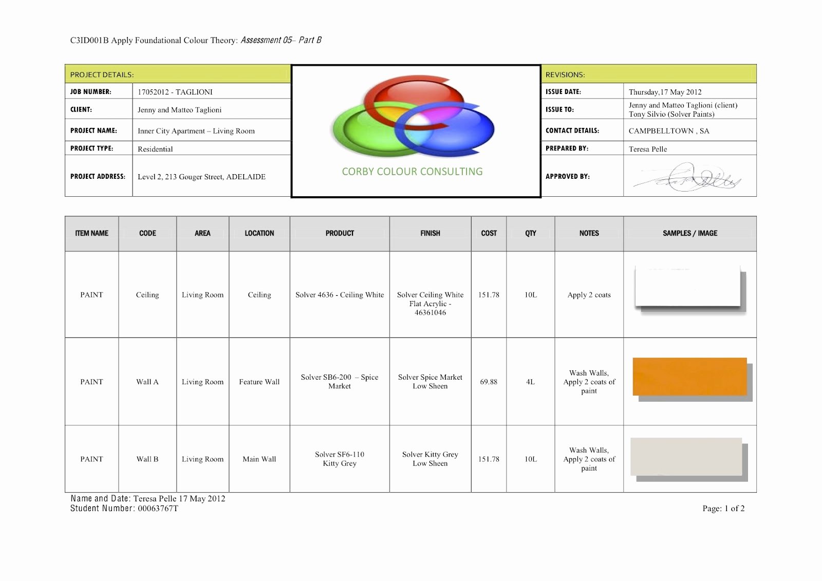 Paint Schedule Template Luxury Interiors C3id001b Produce A Paint Schedule