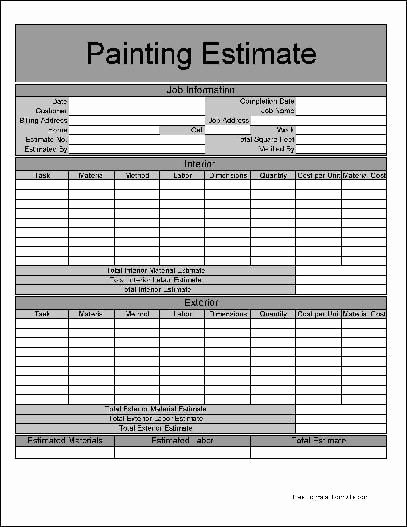 Painting Estimate Template Free Downloads Awesome Printable Job Estimate forms