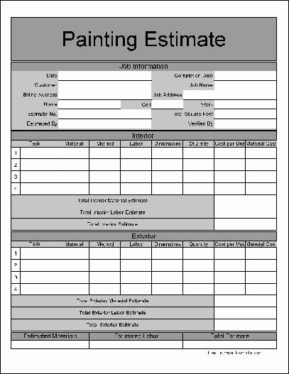 Painting Estimate Template Free Downloads Beautiful Free Wide Numbered Row Painting Estimate form From formville