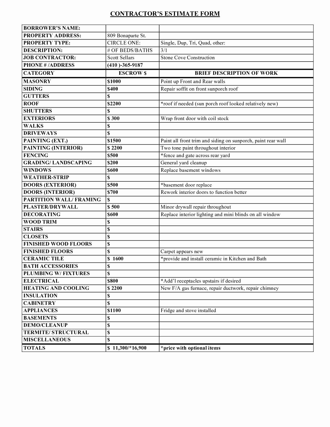 Painting Estimate Template Free Downloads Fresh Sampleractor Estimate Template Word for Painting Example