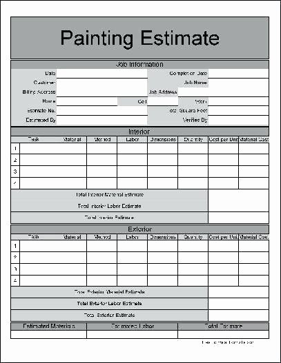 Painting Estimate Template Free Downloads Inspirational Painting Estimate Template 2018