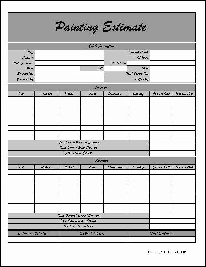 Painting Estimate Template Free Downloads New Free Fancy Painting Estimate form From formville