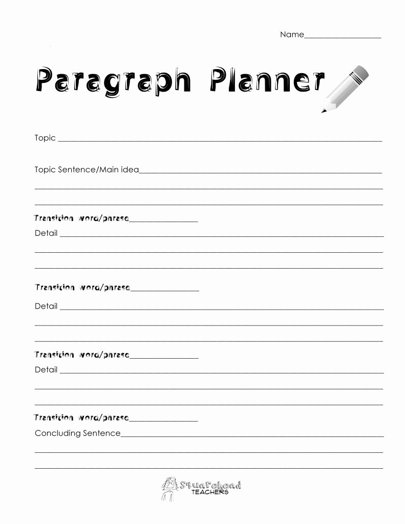 Paragraph Transition Words for Essays Inspirational Paragraph Planner Simple with Transition Words