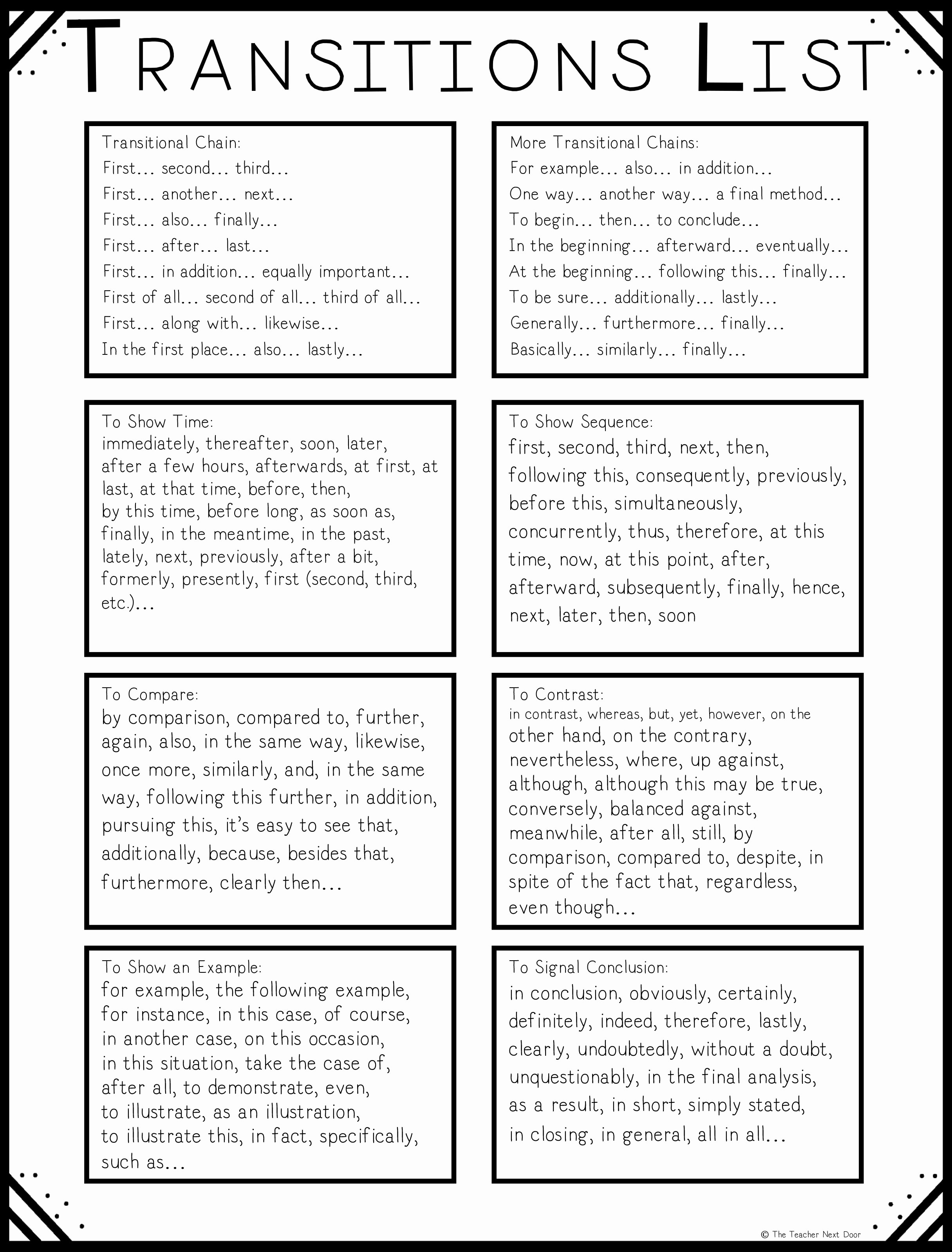 Paragraph Transition Words for Essays New Teaching Paragraph Writing Transitions