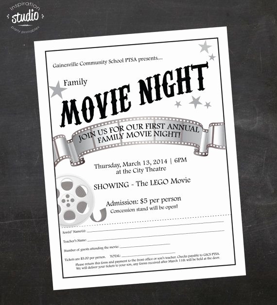 Parents Night Out Flyer Template Beautiful Custom Printable Family or Mother son Movie by