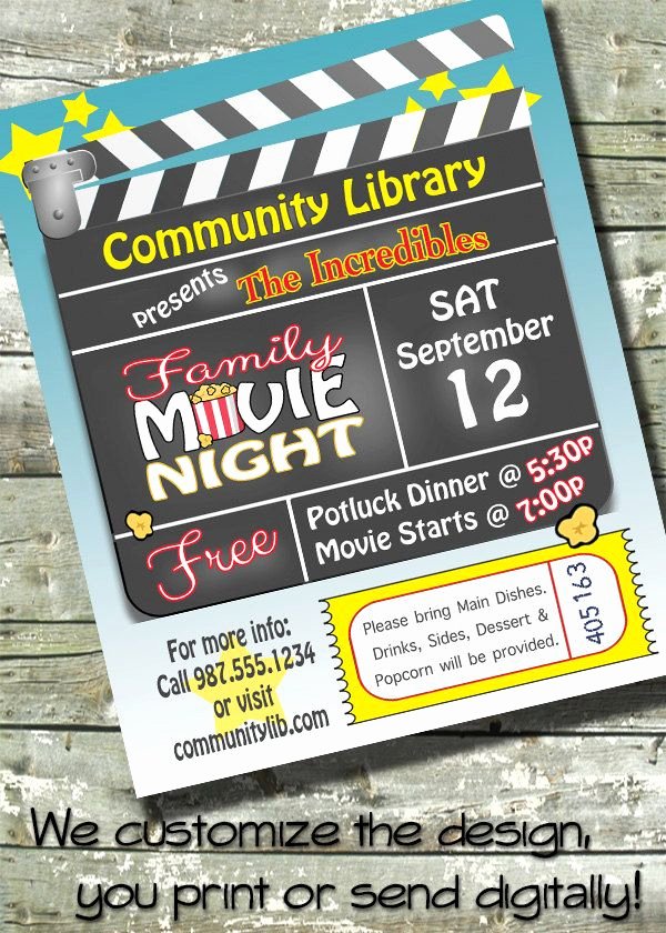 Parents Night Out Flyer Template Elegant Family Outdoor Movie Night Birthday Party Church