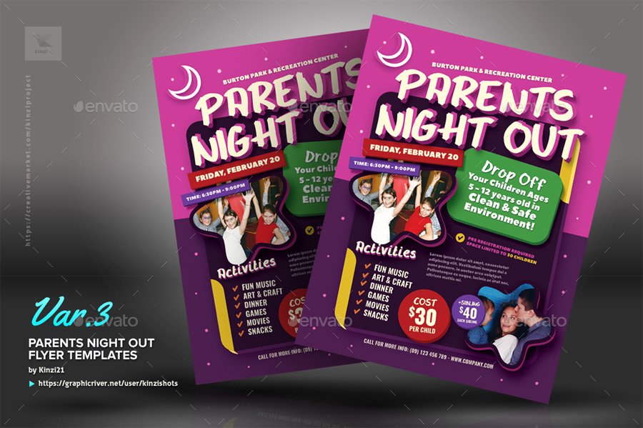 Parents Night Out Flyer Template Inspirational Parents Night Out Flyer Templates by Kinzishots