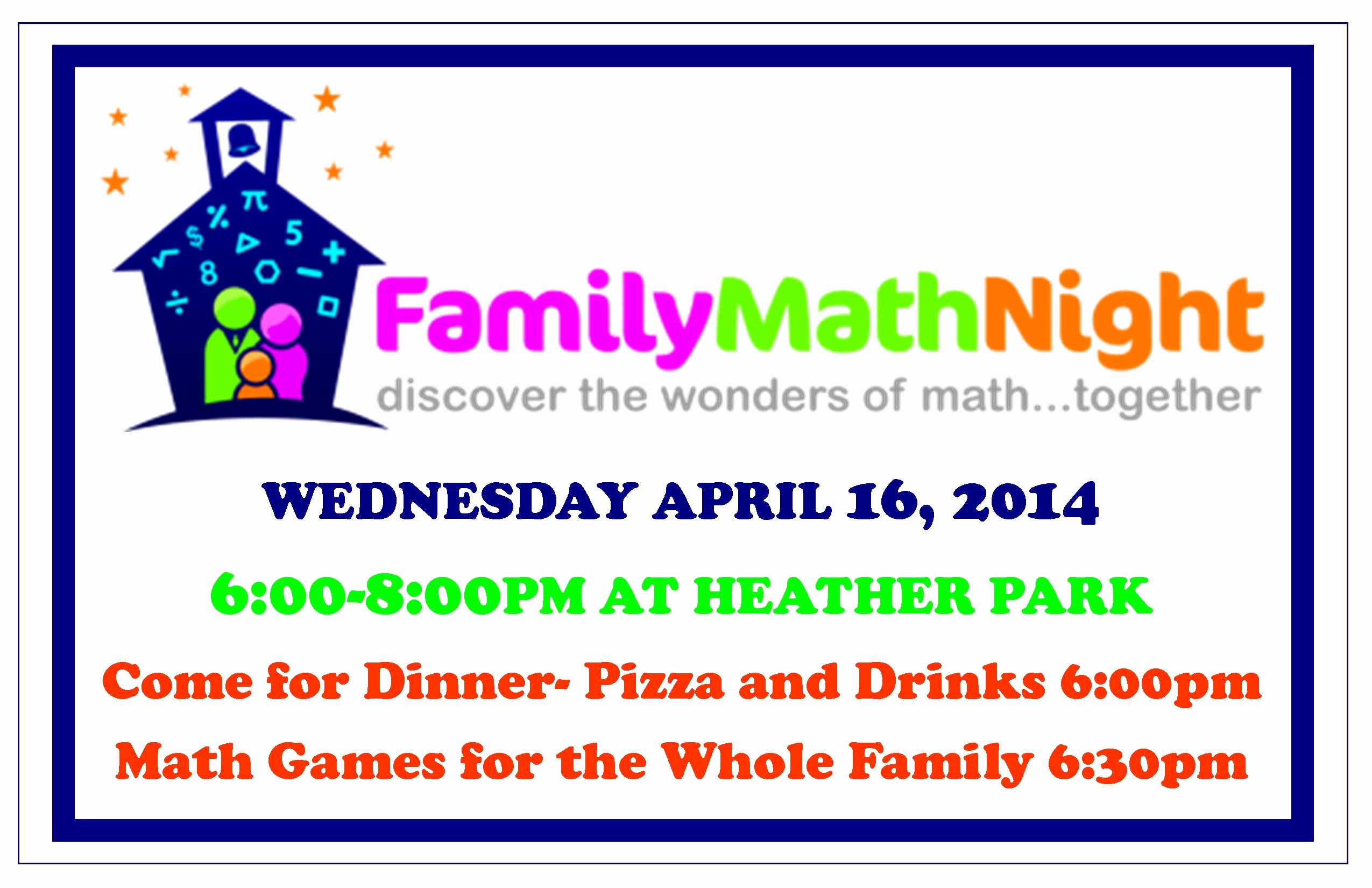 Parents Night Out Flyer Template Lovely Family Math Night at Heather Park School Wednesday April