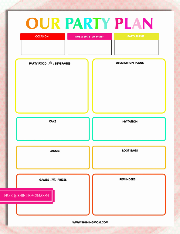 Party Agenda Template Best Of Free Printable Party Planning Template