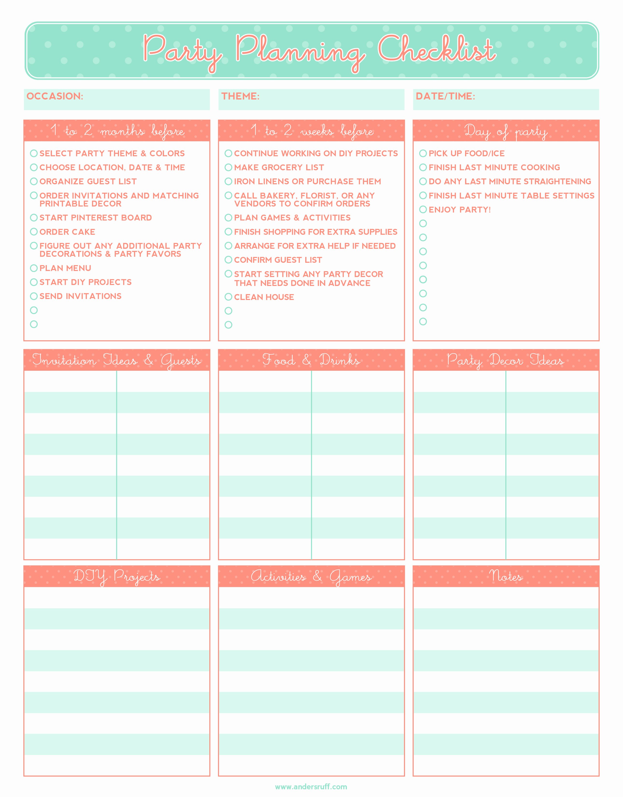 Party Agenda Template Elegant 5 Party Planning Templates Excel Xlts