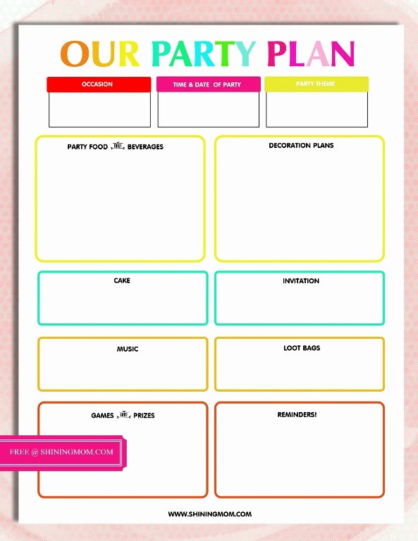 Party Agenda Template Lovely Free Printable Party Planning Template