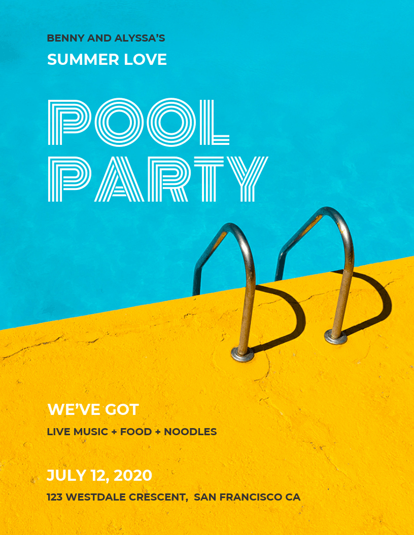 Party Poster Ideas Luxury Colorful Modern Pool Party event Poster Idea Venngage