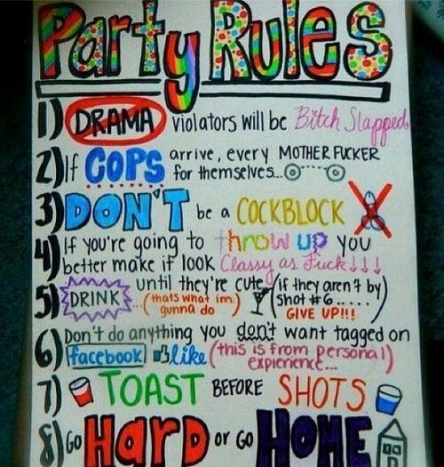 Party Poster Ideas New Party Rules Poster Adult Party Ideas