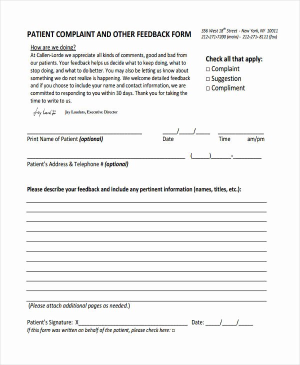 Patient Feedback form Awesome 10 Feedback forms for Nurses