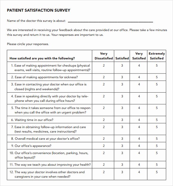 Patient Feedback form Awesome Patient Satisfaction Survey 9 Download Free Documents